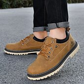 baratos Sapatos Casuais com Cadarço-Tênis masculino branco casual de couro com cadarço, leve e confortável para caminhadas, calçado resistente e elegante para uso diário, viagens, deslocamentos e passeios de fim de semana.