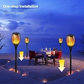 cheap Pathway Lights &amp; Lanterns-2/4pcs Solar Lights Outdoor Solar Torch Lights with Flickering Flame 12 LEDs for Halloween Decorations Waterpoof Landscape Auto On/Off Garden Patio  Home  Decoration Lantern