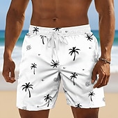 preiswerte Tropische Pflanzen &amp; Blumen-Herren Kokospalme Tropische Pflanzen Badehosen Badeanzüge Badeshorts Boardshorts Mittlere Taille Hawaiianisch Täglich Strandurlaub Seitentaschen Netzfutter Elastischer Kordelzug in der Taille Designer