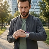 billiga Smarta klockor-Smartklocka för män (ring/svara i samtal), 1,83" böjd skärm, fitnesstracker med pulsmätare, SPO2-sömnmätare, 70+ sportlägen, vattentät smartklocka enligt IP68 med armband i rostfritt stål för Android
