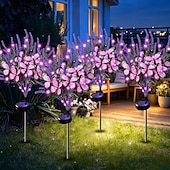 abordables Luces de camino y linternas-2/4 PCS Solar Simulation Lavender Butterfly Lawn Light Waterproof Garden Floor Insert Lamp Park Pathway Villa Yard Terrace Holiday Decoration Lamp