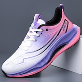 baratos Tênis de Corrida Masculinos-Tênis de corrida masculino branco e roxo - tênis esportivo leve e respirável - tênis atlético com amortecimento para homens, ideal para corrida, exercícios na academia, caminhada e uso diário ativo.