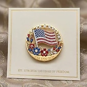 olcso Az Egyesült Államok 250. évfordulója-Az USA 250. évfordulójára készült zománc bross kitűző, amerikai zászló mintával, hazafias piros fehér kék csillagokkal &amp;virágok, emlékkép USA 1776-2026
