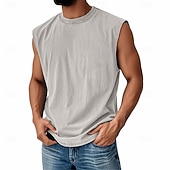  SoftFade™ Męski tank top podkoszulek bez rękawów koszula bez rękawów okrągły dekolt lato gładki moda klasyczna modna gładka casual ulica sporty jasny khaki czarny koszulka top dla mężczyzn