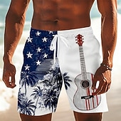 baratos Shorts Patrióticos 250-Bermuda de Natação da Guitarra Americana Patriótica do 250º Aniversário dos Homens com Cordão e Bolsos Laterais para Praia de Verão