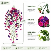 cheap Artificial Flower-2PCS UV Resistant Artificial Morning Glory Hanging Flowers, Vibrant Purple and Red-Purple Plastic Faux Flowers for Porch, Garden, Wedding and Outdoor Decor, Weatherproof and Realistic Floral Decoration