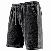 cheap Casual Shorts-Men's Shorts Summer Shorts Casual Shorts Acid Wash Shorts Pocket Elastic Waist Color Block Solid Washed Comfort Breathable Knee Length Casual Outdoor Beach Vacation Fashion Black Khaki Micro-elastic