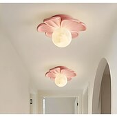 ieftine Montaj Plafon-Lampă de tavan semi-încastrată, corp de iluminat modern pentru hol, cu floare verde din rășină, bec inclus, lumini 3D cu lună pentru insulă de bucătărie, dormitor, living, verandă, coridor