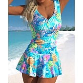 halpa One Pieces Rash Guards-Naisten Uimapuku Uimamekot valtameri Painettu V-aukko Punnerrus UV suoja Kevyt Mukava Hihaton Uima-asut Uimapuku Lainelautailu Hiekkaranta Uinti Kesä