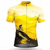 abordables Maillots Hombre-Hombre Maillot de Ciclismo Ombre Manga Corta Bicicleta Maillot Camiseta con 3 bolsillos traseros Resistente a los rayos UV Secado rápido Con bolsillos Cremallera delantera Deportes Amarillo Rojo Azul