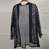 abordables Camisas informales elegantes para hombre-Hombre Camisa Camisa casual Camisa Jacquard Negro Manga Larga Plano Sin Cuello Casual Diario Malla Ropa Elegante Moda Moderno Casual