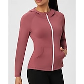 cheap Women's Shirt-Women's Solid Colored Workout Shirt Tennis Sports Jacket Long Sleeve Zipper Pocket Quick Dry Lightweight Moisture Wicking Breathable Tennis Golf Pickleball Hooded Jacket Black Pink Navy Blue Tennis