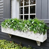 cheap Artificial Plants &amp; Greenery-20pcs Artificial Bunches Greenery Plants Fake Plastic Leaves with Stems UV Resistant Outside Faux Plants Bushes for Outdoor Patio Garden Front Porch Yard Decor