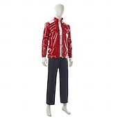 preiswerte Herrenkostüme-Popstar der 80er Sänger Kostüm mit roter Jacke Ausgefallene Kostüme Musik- und Bühnenikonen Retro Vintage 1980er for Herren Erwachsene Halloween Karneval Buchwoche Party Leistung Symphonie der