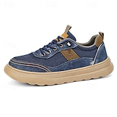 economico Scarpe Casual con Lacci-Sneakers casual da uomo in denim blu, stringate, leggere e comode, scarpe basse alla moda per tutti i giorni, viaggi, uscite del fine settimana e stile smart casual.