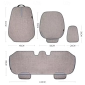  Universal 7pcs Car Seat Covers Full Set, Breathable Linen Front and Rear Seat Cushions with Backrest Protectors, Airbag Compatible Seat Pad for Most Cars, SUV, Truck, Storage Pockets