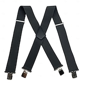  Herrhängslen med 4 klämmor, X-formade hängslen, elastiska justerbara hängslen för byxor (5 cm breda), slitstarka metallklämmor för vardagligt, formellt och utomhusbruk.