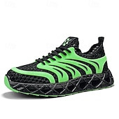 economico Sneakers Casual-Scarpe da ginnastica atletiche da uomo nere e verdi, leggere, traspiranti, con lacci, ideali per la corsa e la camminata, con ammortizzazione, perfette per jogging, allenamento in palestra, viaggi e attività quotidiana.