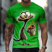  Miesten Eläin Kissa T-paita Lyhythihainen T-paita 3D-tulostus Tiukka pyöreä kaula-aukko Paita Hauska Kausaliteetti Päivittäin Katu Sininen Apila Khaki Kesä Kevät Vaatetus S M L XL 2XL 3XL