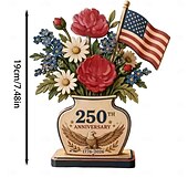olcso Az Egyesült Államok 250. évfordulója-250. évfordulós hazafias virágmintás fa tömb asztaldísz, kézzel készített hazafias fa díszek, amerikai zászlós sas virágmintás asztaldísz, július 4-i asztaldekoráció