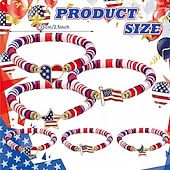 baratos 250º Aniversário dos EUA-Conjunto de 15/30 pulseiras elásticas patrióticas vermelhas, brancas e azuis para mulheres, pulseiras retrô boho de argila polimérica com miçangas para a celebração do 250º aniversário, joias para o
