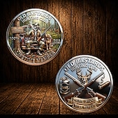  Samlemynt for jaktklubben, mynt for livstidsmedlem i «Old Bastards Legends of the Hunt» med skjelettjeger-, hund- og hjorte-, øl- og hagleemblem, nyhet for utendørsjakt som suvenir