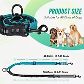 abordables Collares, Arnés y Correas-2pcs Dual Dog Leash Attachment - Double Leashes for Training Small to Large Dogs - Adjustable Strap Shock Absorbing Bungee Leashes