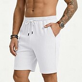 cheap Casual Shorts-Men's Shorts Summer Shorts Beach Shorts Casual Shorts Jacquard Pocket Elastic Waist Plain Comfort Breathable Knee Length Outdoor Beach Vacation Vacation Fashion Khaki Black Micro-elastic