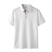 abordables Polo clásico para hombre-Hombre Polo de seda helada seersucker Con Texturas Casual Trabajo Diseño Manga Corta Básico Moderno Plano Jacquard Botones Primavera verano Azul Piscina Negro Blanco Azul cielo Gris Polo de seda