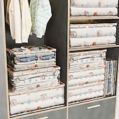 cheap Storage &amp; Organization-Large Capacity Transparent Storage Bag With Dust-Proof Zipper Cover, Foldable Organizer For Clothes, Toys, Blankets And Household Items, Waterproof 3D Storage Container For Closet, Bedroom, Dormitory