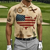  Amerikan itsenäisyyspäivä Miesten Yhdysvaltain Yhdysvaltain lippu Golf Poolopaidat Lyhythihainen Poolopaidat Kauluskäänne Vapaa-aika Urheilu- ja treenivaatteet Festivaalin asu 3D-tulostus Napit Kes
