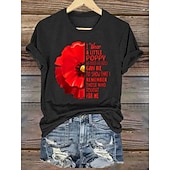 abordables Día de la Independencia Top-día de la independencia americana Mujer Camiseta Estampado Floral Graphic Bandera Vintage Moda Elegante Manga Corta Cuello Barco Escote Redondo Tops regulares Casual Diario Fin de semana Negro y