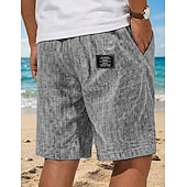 abordables Vacances-Homme Shorts Shorts en Lin Shorts d'été Shorts de plage Cordon de serrage Taille Élastique Uni Confort Respirant Longueur Genou Occasionnel Quotidien Extérieur ancien Vacances Gris blanc bleu marine
