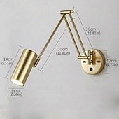 abordables Apliques de pared para interior-Lámpara de pared industrial vintage con brazo oscilante, interruptor regulable, ajustable, dorada, de brazo largo, para lectura, montada en la pared, color blanco y negro, estilo rústico, con cableado