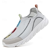 cheap Slip-On Casual Shoes-Men's White Slip-On Casual Sneakers Lightweight Breathable Comfort Walking Shoes Soft Low Top Footwear for Daily Wear, Travel, Commuting and Weekend Outings