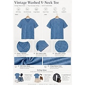  softfade™ Juego de 2 camisetas vintage para mujer, 100 % algodón - Top básico de manga corta con cuello en V, lavado suave