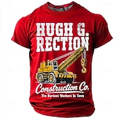 Hugh G Rection Construction Co. Kran-Wortspiel Herren-T-Shirt mit lustigem, sarkastischem Humor im Vintage-Stil, Rundhalsausschnitt, Kurzarm, Geschenk für Bauarbeiter, die härtesten Arbeiter der
