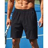 Недорогие Мужские шорты-Men's Solid Colored Sports Shorts Tennis Shorts Pocket Elastic Waist Sporty Quick Dry Stretchy Moisture Wicking Breathable Tennis Golf Running Shorts Black Army Green Light Grey Tennis Clothing