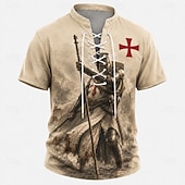  Hombre Caballeros templarios Cruz Henley Shirt camiseta Manga Corta Camiseta Impresión 3D cuello con cordones Henley Camisa Religioso Diario Festival Rojo Caqui Azul Oscuro Primavera verano Ropa S M