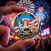 olcso Az Egyesült Államok 250. évfordulója-9 db-os amerikai 250. évfordulós emlékérme ajándékkészlet, hazafias katonai kihívás érmegyűjtemény, díszdobozban, amerikai 1776-2026 emléktárgy ajándék a függetlenség napjára