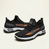 cheap Casual Sneakers-Men's Black and Orange Running Sneakers Lightweight Breathable Lace-Up Athletic Walking Shoes Cushioned Sport Footwear for Jogging, Gym Training, Travel and Daily Active Wear