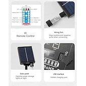 ieftine Luminile aniversării de 250 de ani-cea de-a 250-a aniversare a SUA, 4 iulie, solar &amp;Șnur luminos reîncărcabil prin USB, 12m 100led glob cu bule roșu alb albastru lumini impermeabile pentru exterior, terasă interioară grădină petrecere