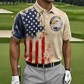  Giorno dell'Indipendenza Americana Per uomo Bandiera Americana Golf Polo Manica Corta Magliette polo Bavero Casual Athleisure Abito da festa Stampa 3D Bottoni Estate Primavera Blu 1 Blu 2#