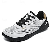 baratos Sapatos Casuais com Cadarço-Tênis masculino branco minimalista - modelo com biqueira larga e ajuste amplo em mesh - leve e respirável, ideal para caminhadas, viagens, uso diário e atividades casuais ao ar livre.
