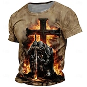  Hombre Caballeros templarios Cruz Camiseta Manga Corta Camiseta Impresión 3D Cuello Barco Camisa Religioso Calle Fiesta oscura Caqui Todas las Temporadas Ropa S M L XL XXL XXXL