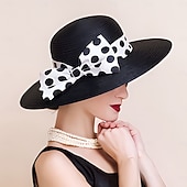 abordables Chapeaux de Fête-Chapeaux Fibre Chapeau melon / cloche Bob Chapeau de paille Mariage Fête du thé Élégant Mariage Avec Nœud Pois Casque Couvre-chef