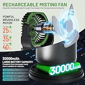 baratos Luzes e lanternas de acampamento-Ventilador portátil com controle remoto e sistema de nebulização, recarregável, ideal para áreas externas como pátios, camping e praia. &amp;Ventilador portátil com sistema de névoa para uso interno e