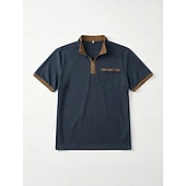 abordables Polo Classique pour Hommes-Homme Chemises Polo Gaufre Texturé Occasionnel Vacances Revers Zip quart Manche Courte Mode Basique Uni Bloc de Couleur Printemps &amp; Été Été Printemps Coupe régulière Noir Blanche bleu marine Kaki Gris