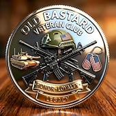  Veteranklubbens minnemynt gamle bastards militær skjelett soldat tank skytevåpen utfordring samlemedalje for livstidsmedlemmer, ære, lojalitet, arvsgave