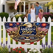 preiswerte Wimpelkette-USA 250. Jahrestag (1776–2026) – Wimpelkette, halbrunder Fächer, patriotische amerikanische Wimpelkette für den Außenbereich, ideal für Haus, Veranda, Garten oder als Dekoration zum Unabhängigkeitstag.